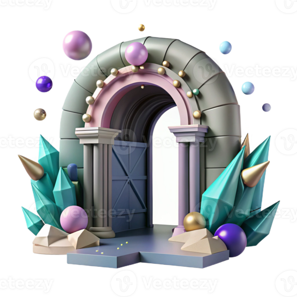 vibrant rustic Water City Doorway Isolated with Arched Entryway high resolution png