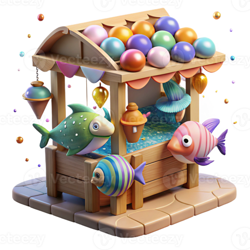 serene abstract Water City Fish Market Stall Cutout with Colorful Fish png