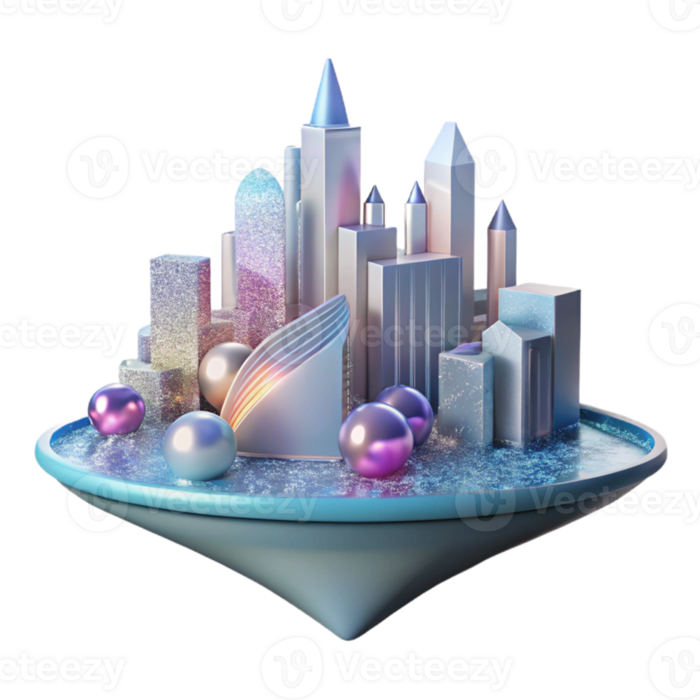 vibrant artistic Water City Skyline Silhouette Isolated on Transparent Background png