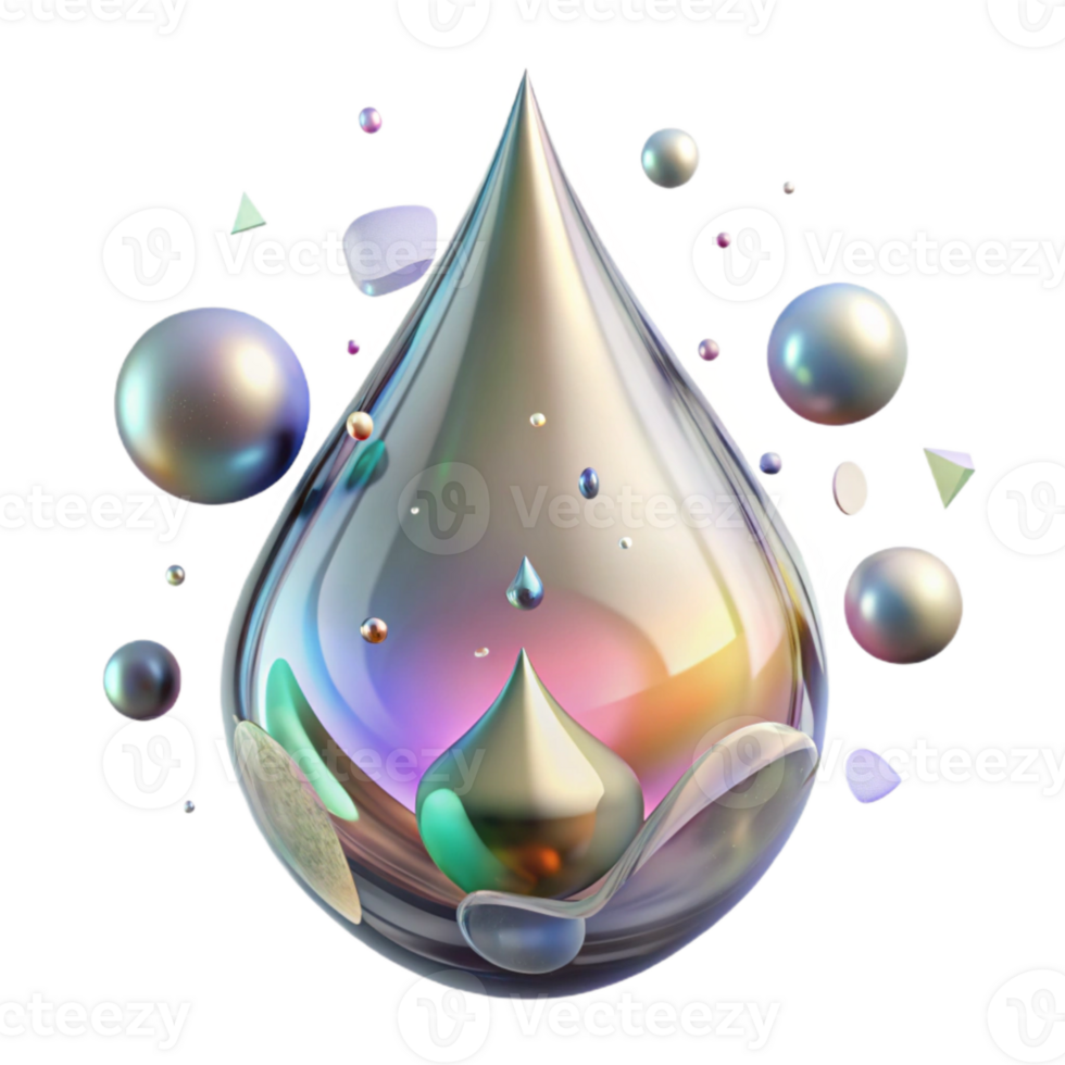 dramatic minimalist Water Droplet with Refraction Cutout authentic png