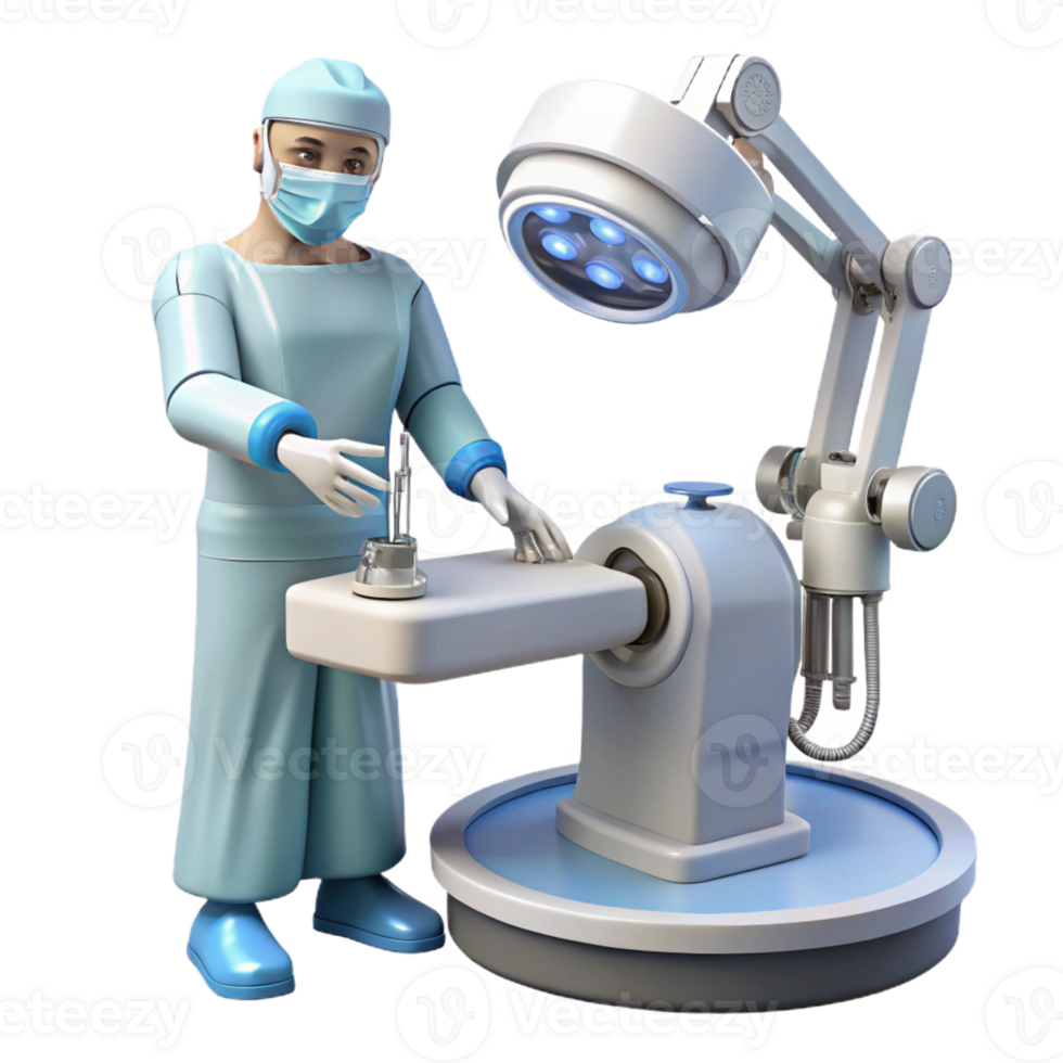 serene vintage A robotic surgeon performing a delicate procedure, sterile white lighting, hyperrealistic style original png