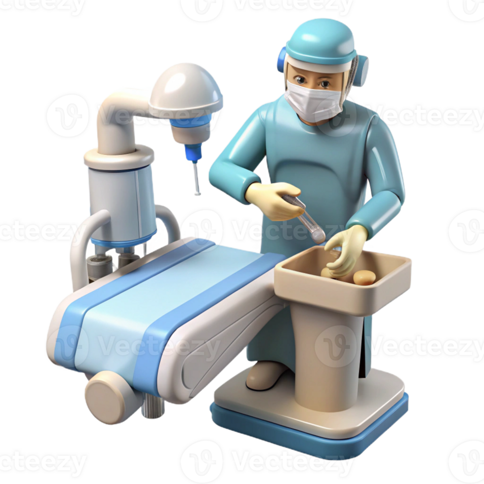 wonderful contemporary A robotic surgeon performing a delicate procedure, sterile white lighting, hyperrealistic style authentic png
