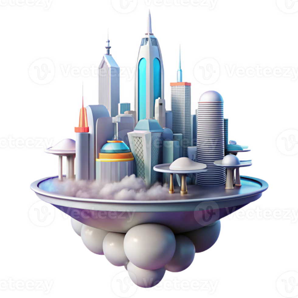 extraordinary artistic A futuristic city floating among the clouds, sleek architecture, soft pastel lighting, utopian style premium png