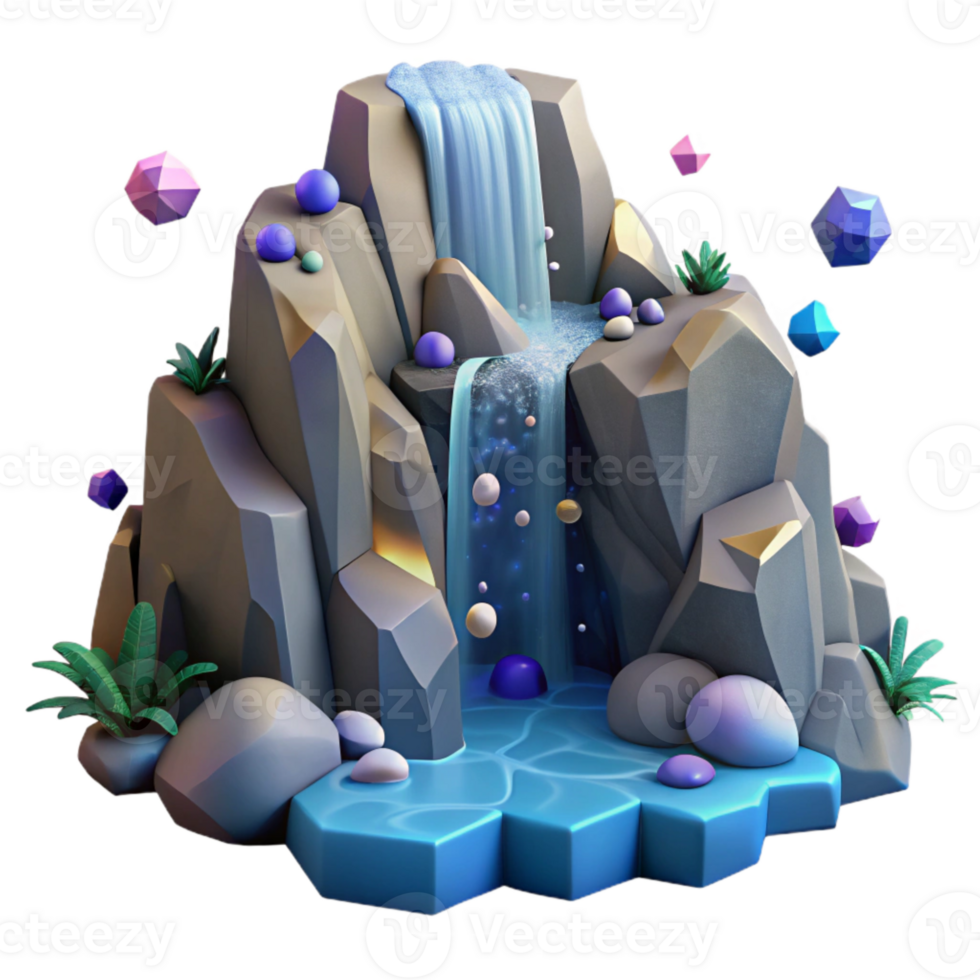 magnificent abstract Waterfall Cascading Down Rocks Isolated premium png