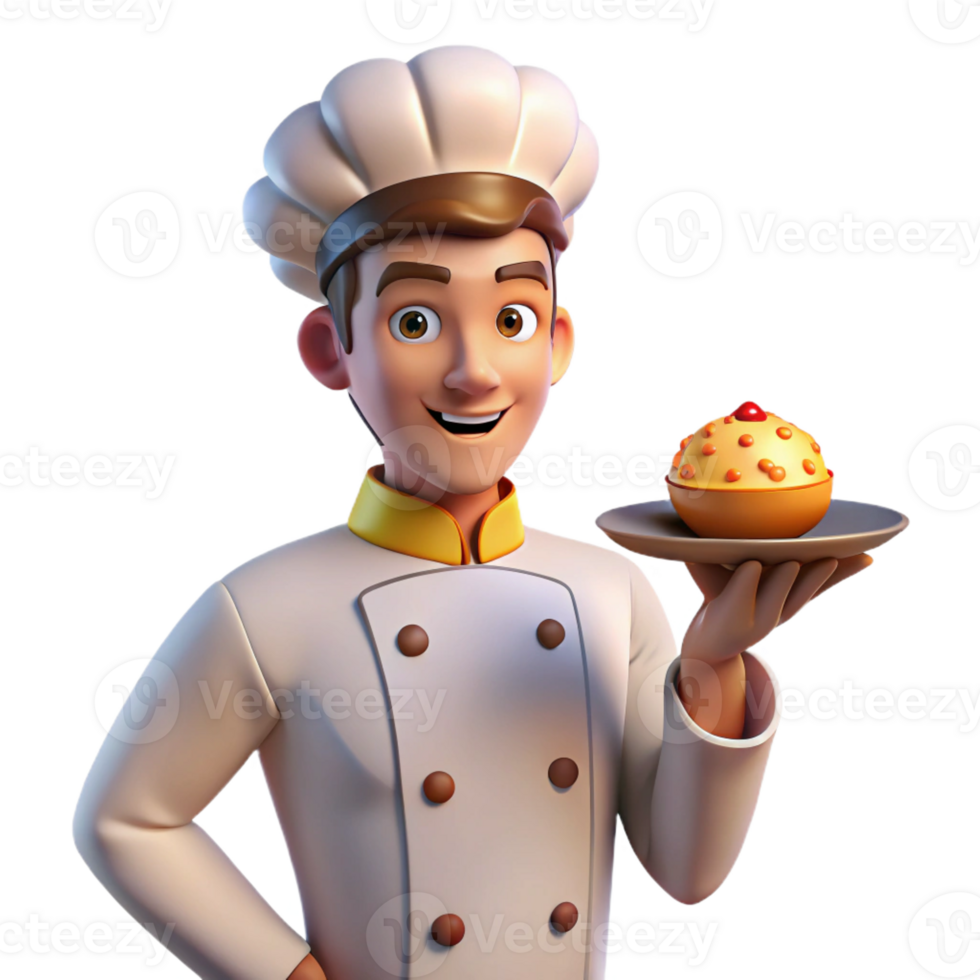serene minimalist Portrait of a chef in their uniform, holding a culinary creation, illuminated by warm kitchen light, in a food photography style 4K png