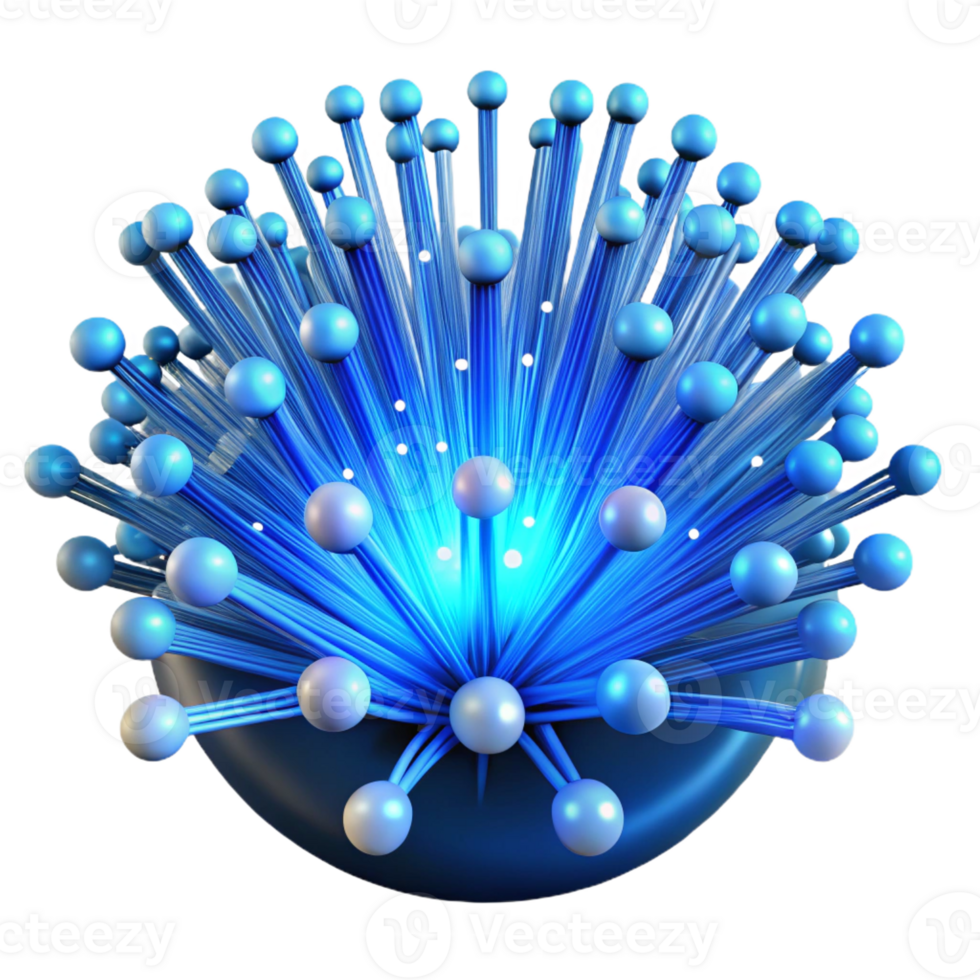beautiful classic A complex network of fiber optic cables transmitting data, illuminated by pulsating, blue light, abstract art style original png