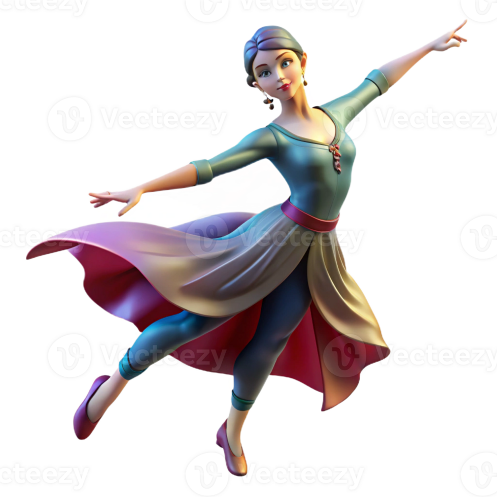 elegant vintage Portrait of a dancer in a flowing costume, striking a graceful pose, illuminated by theatrical lighting, in a dance photography style authentic png
