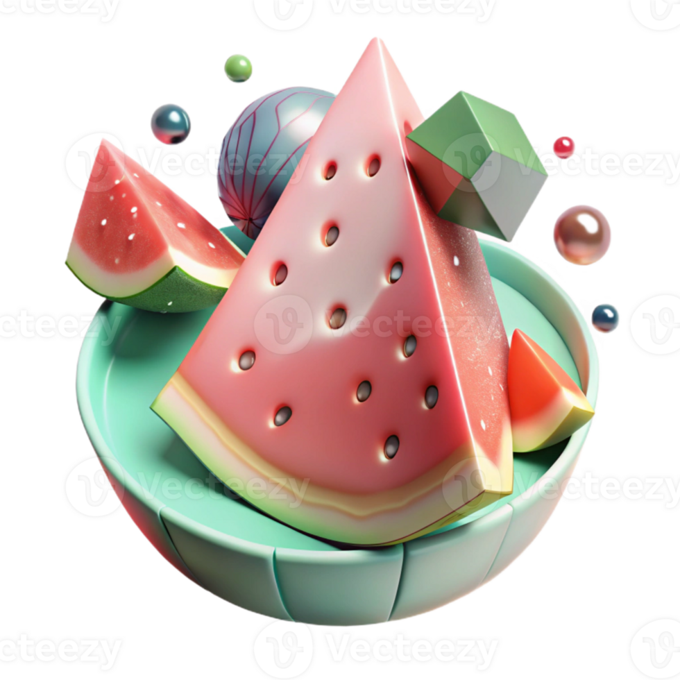 extraordinary vintage Watermelon Slice Red and Green Transparent Background professional png