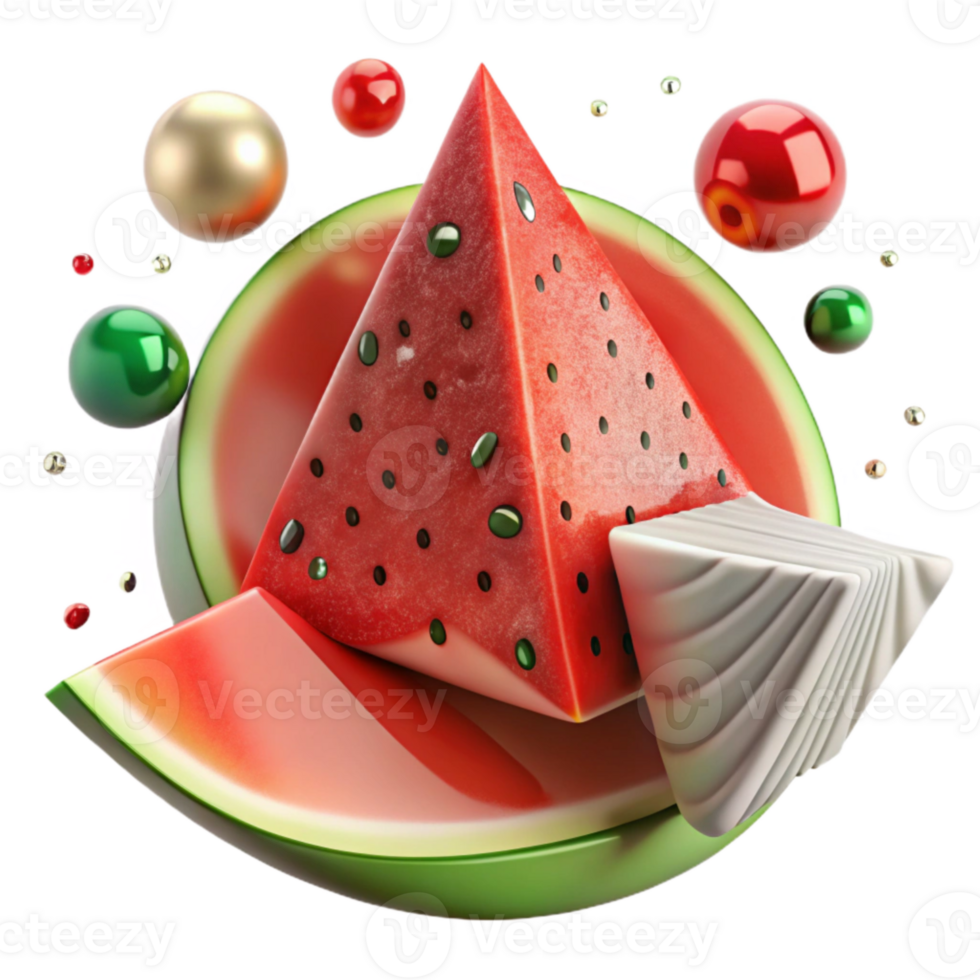stunning abstract Watermelon Slice Red and Green Transparent Background high resolution png