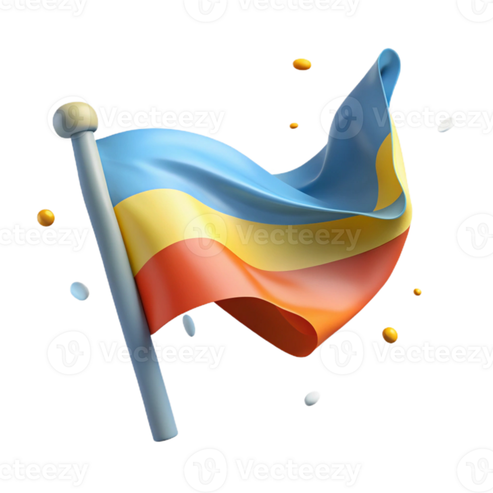 elegant classic Waving Flag in Strong Wind Isolated Element professional png