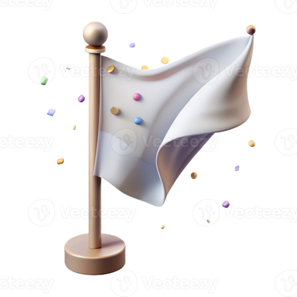 magnificent rustic Waving Flag on Flagpole Isolated authentic png