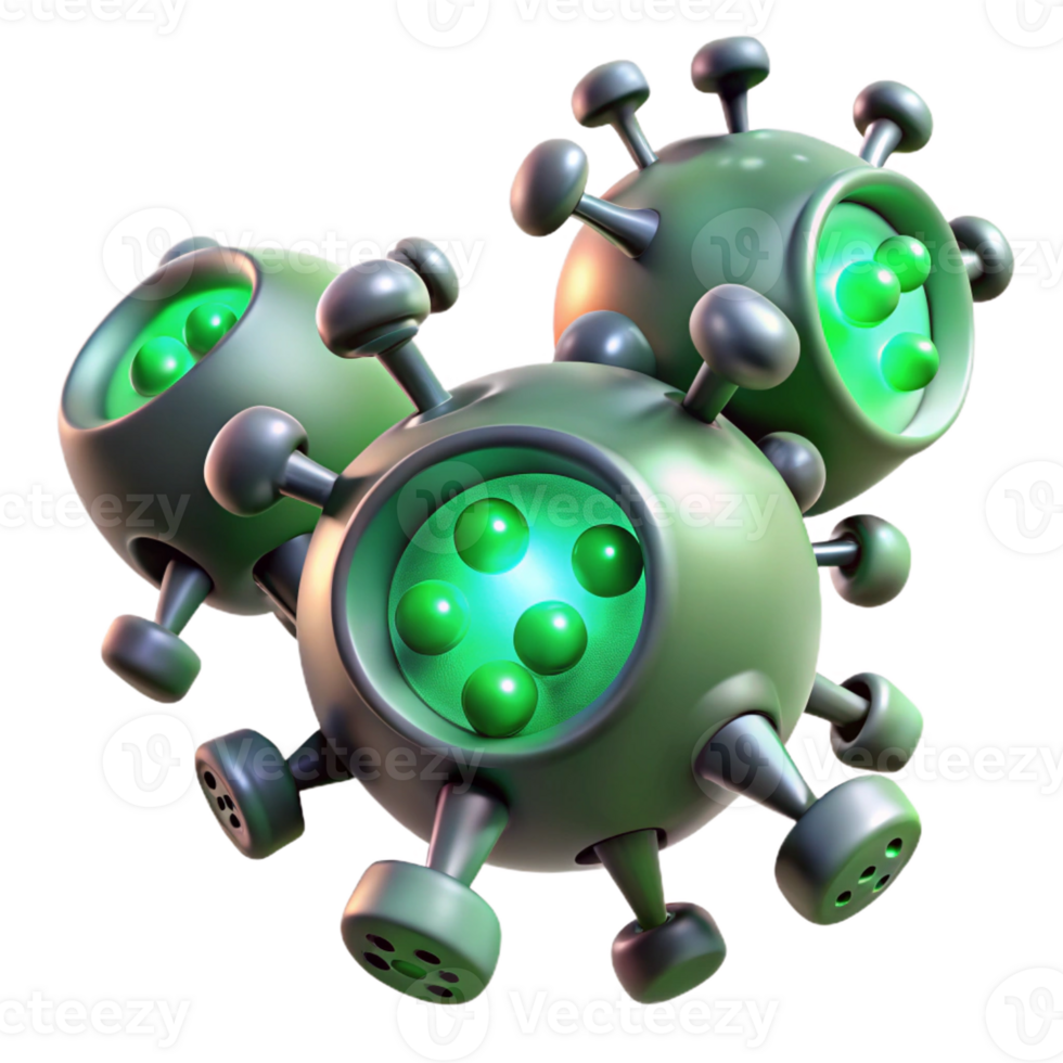 elegant creative A group of nanobots repairing damaged tissue, illuminated by bright, green light, medical illustration style exclusive png