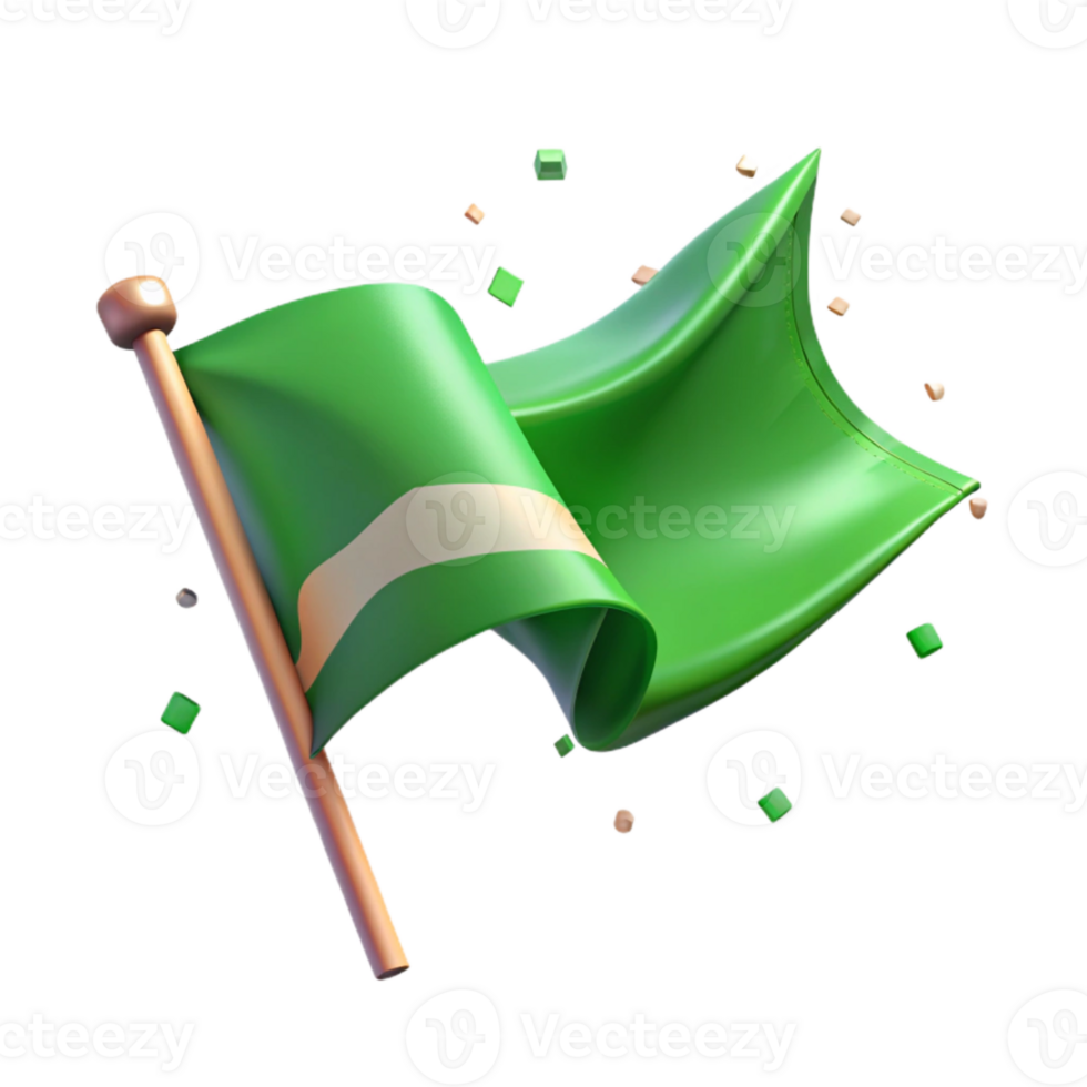wonderful rustic Waving Green Flag with Transparent Background png
