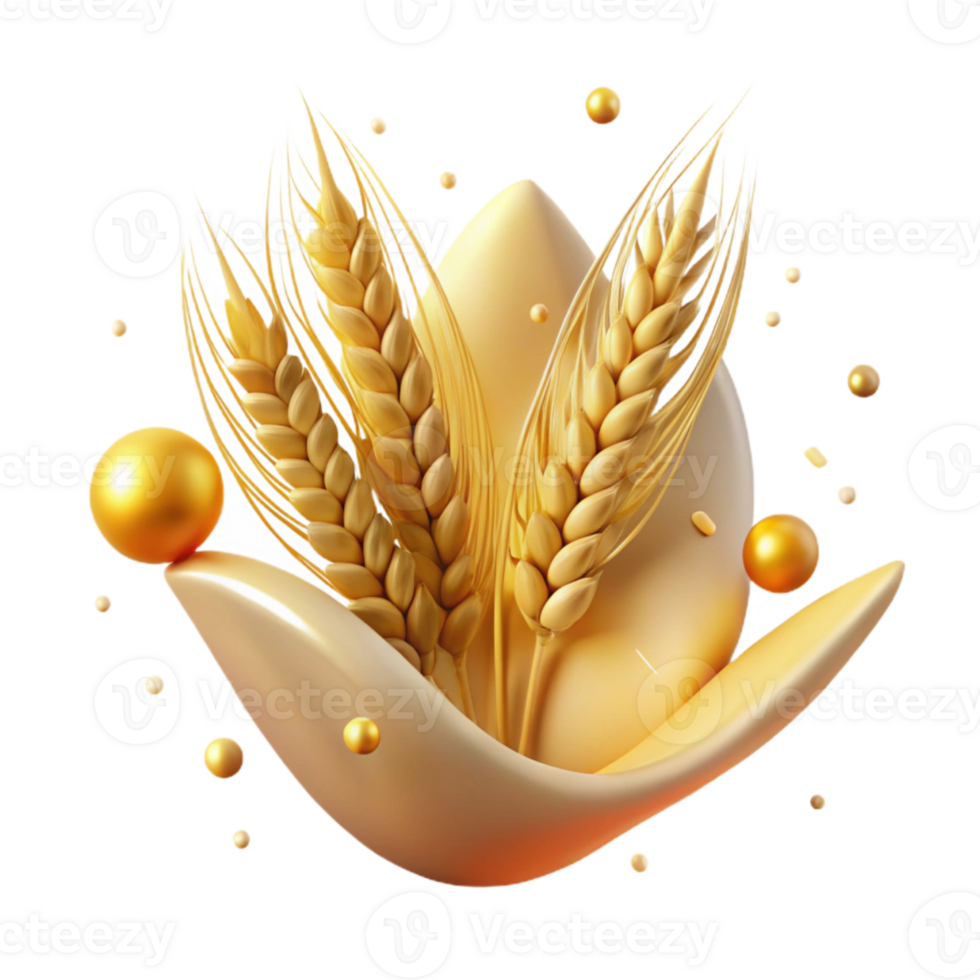 serene traditional Waving Wheat Field Isolated Element with Golden Light high resolution png