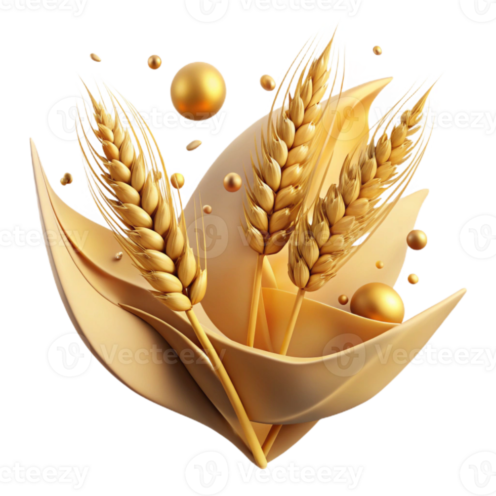 magnificent artistic Waving Wheat Field Isolated Element with Golden Light premium png