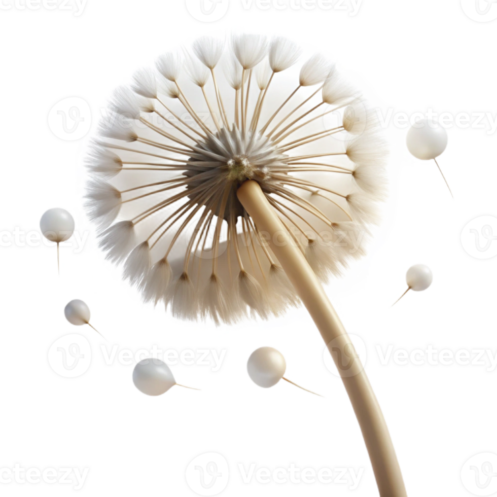 impressive traditional A single dandelion seedhead, with delicate seeds catching the light, macro photography, soft focus premium png