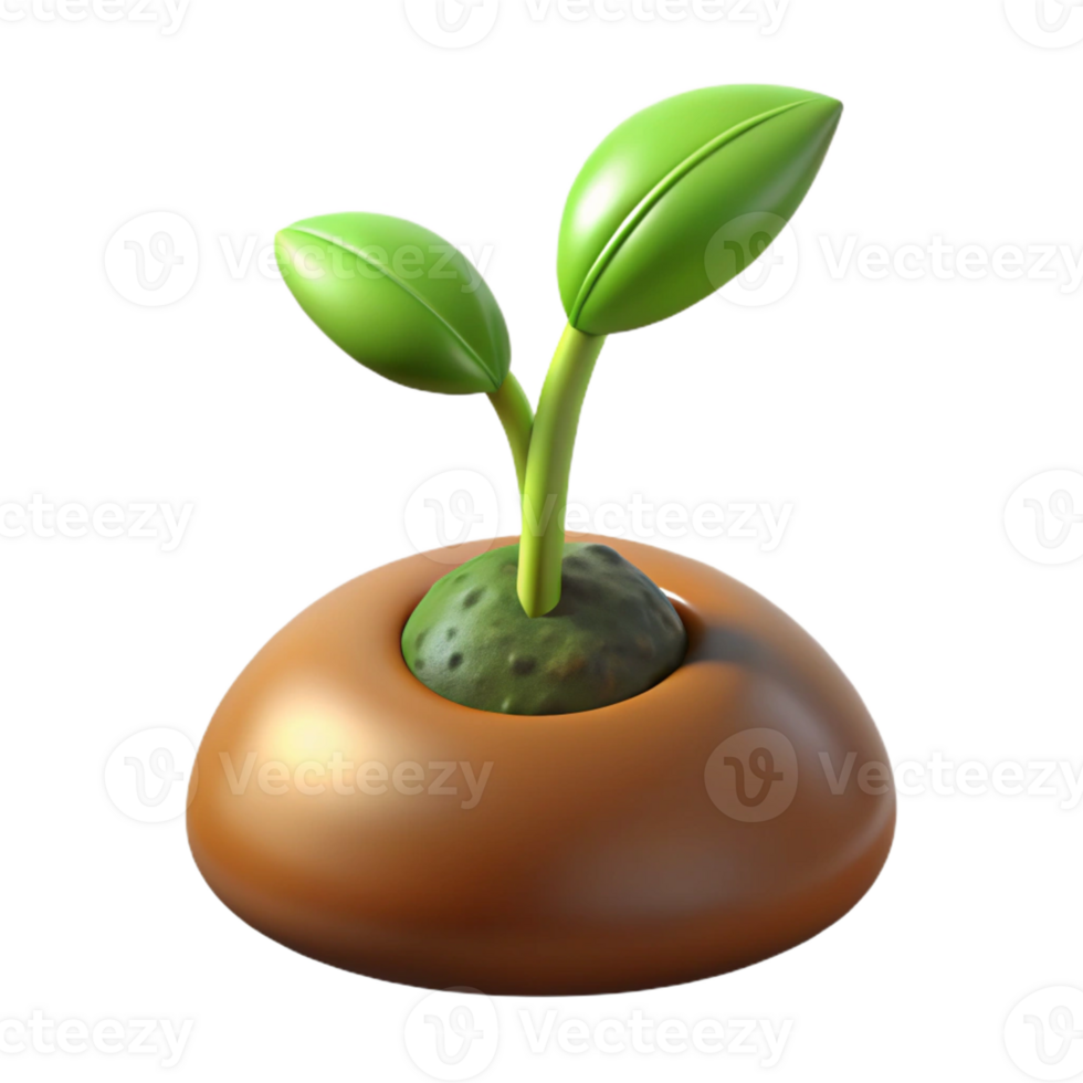 elegant artistic A sprouting seed pushing through the soil, close-up, warm lighting, realistic style detailed png