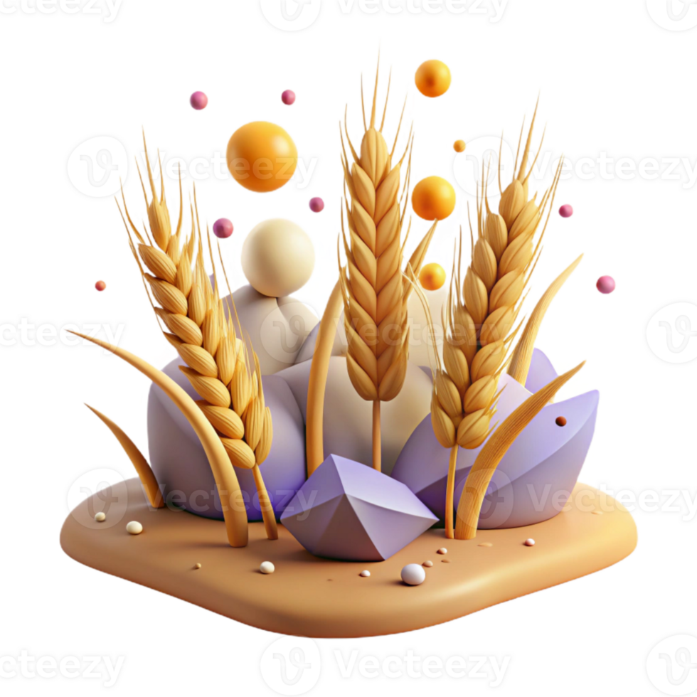 beautiful vintage Waving Wheat Stalks in Field Isolated authentic png