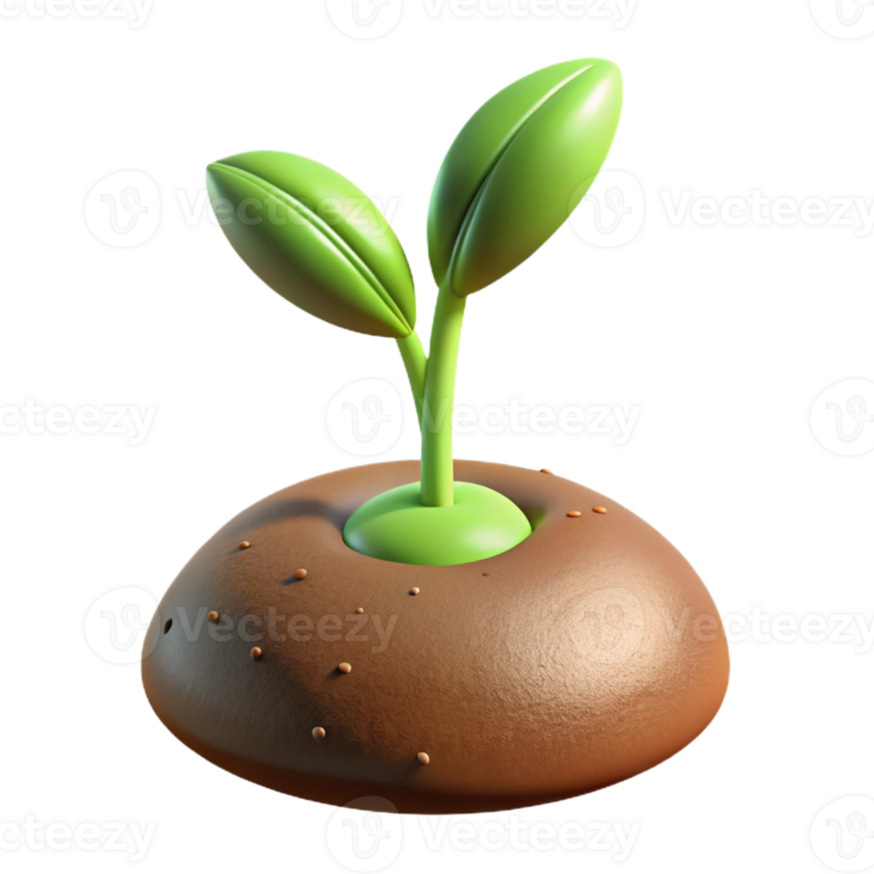 magnificent classic A sprouting seed pushing through the soil, close-up, warm lighting, realistic style premium png