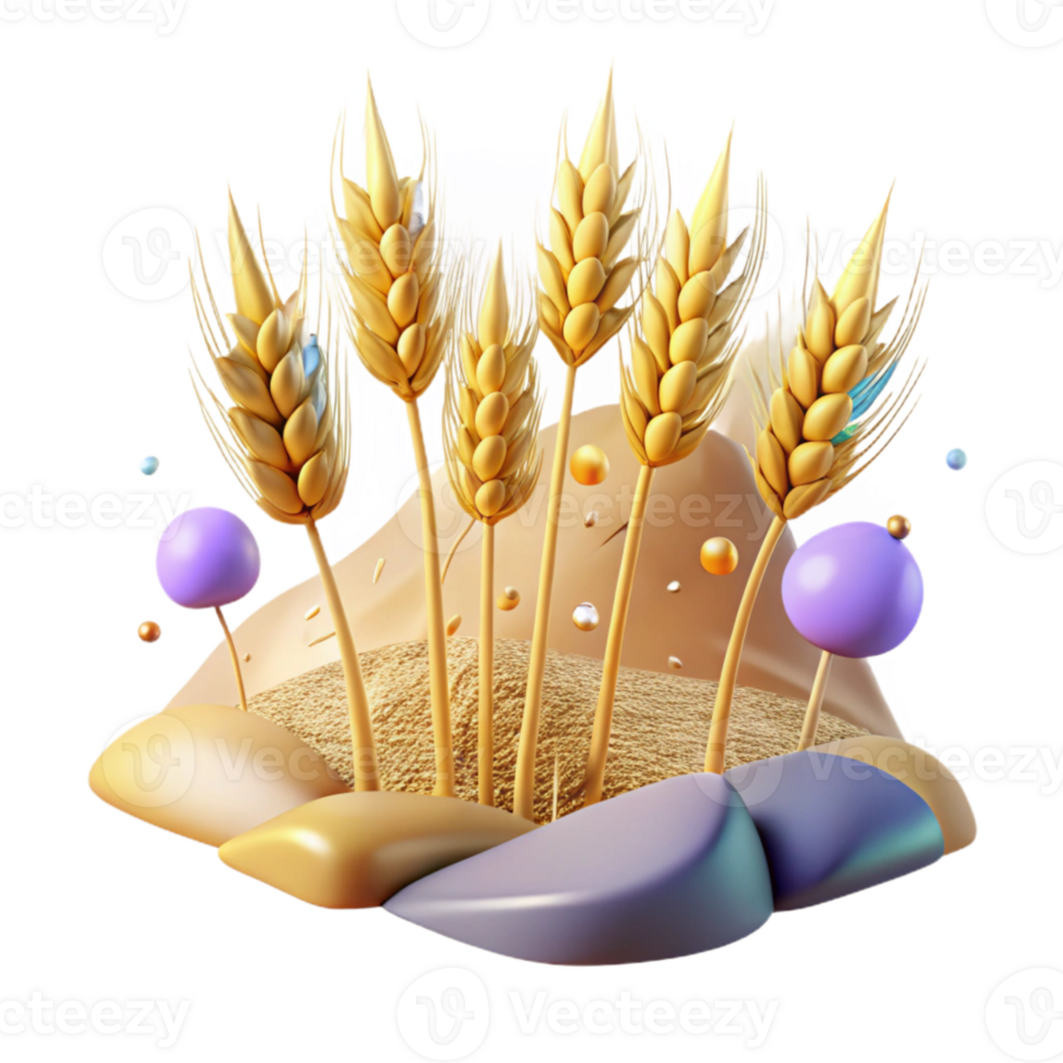 wonderful minimalist Waving Wheat Stalks in Field Isolated professional png