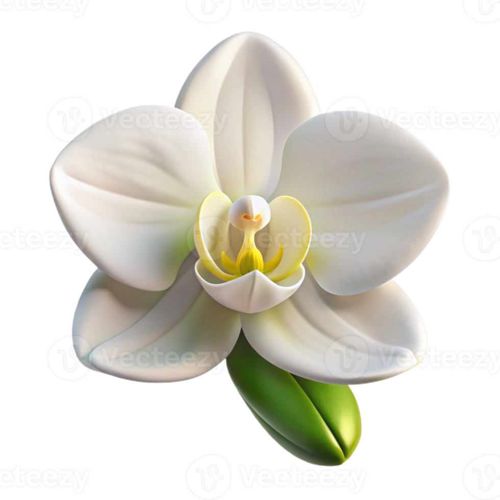 magnificent classic A single, perfect white orchid, intricate details, soft lighting, botanical illustration style high resolution png