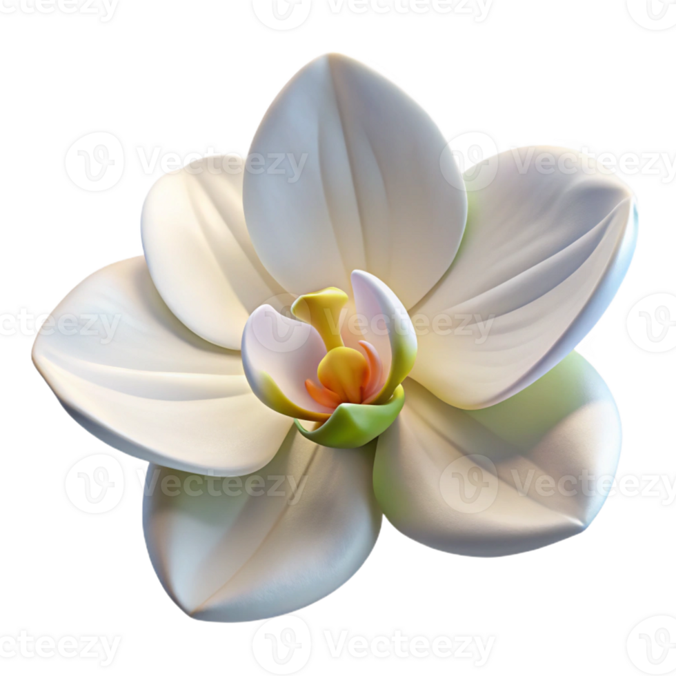 vibrant abstract A single, perfect white orchid, intricate details, soft lighting, botanical illustration style high resolution png