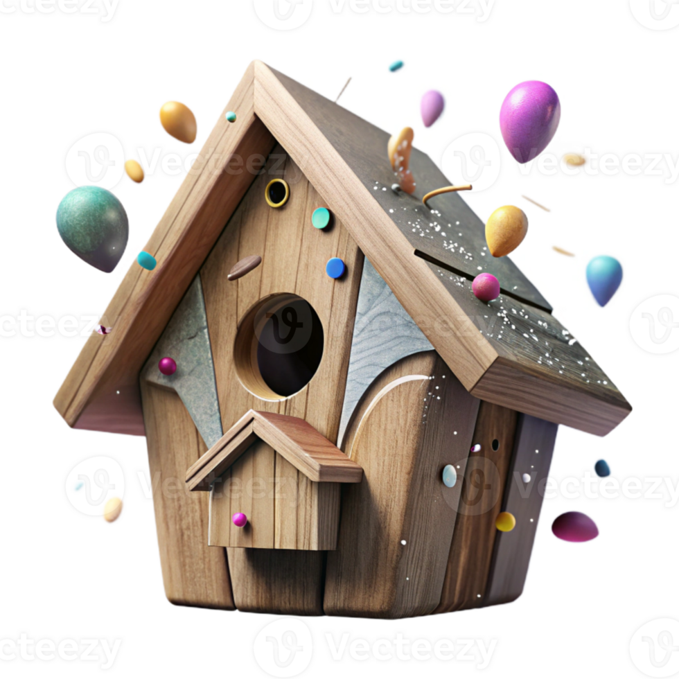 impressive classic Weathered Birdhouse Isolated with Worn Wood Grain high quality png