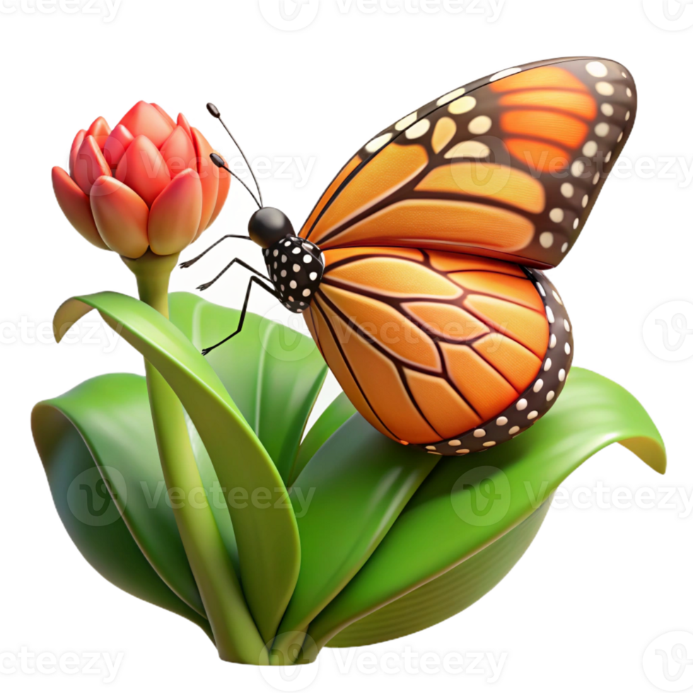 beautiful classic A monarch butterfly on a milkweed plant, vibrant colors, natural lighting, macro photography high quality png