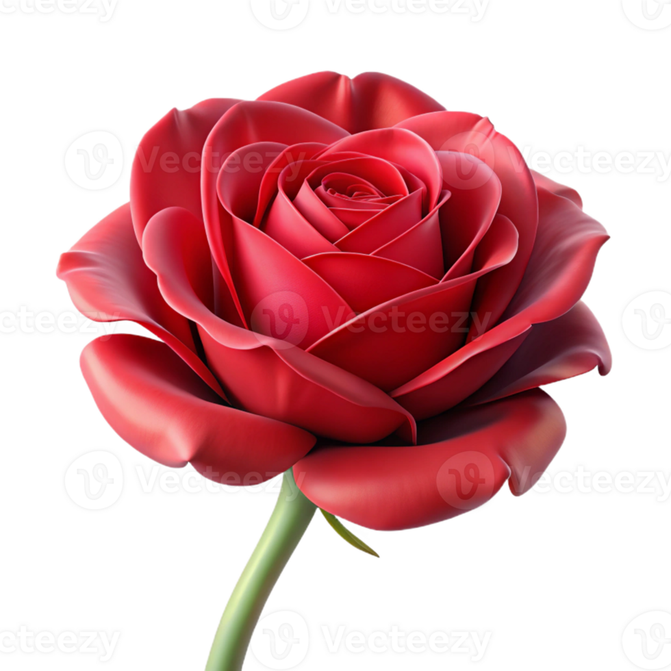 vibrant traditional A single, perfect rose, deep red petals, soft lighting, romantic style high resolution png