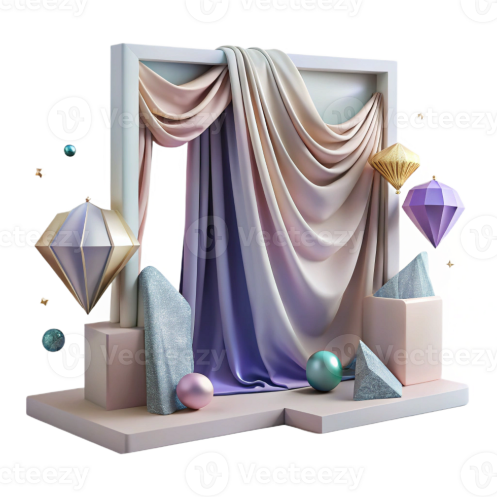 magnificent vintage Whispering Walls Curtain Draped Fabric Isolated Element detailed png