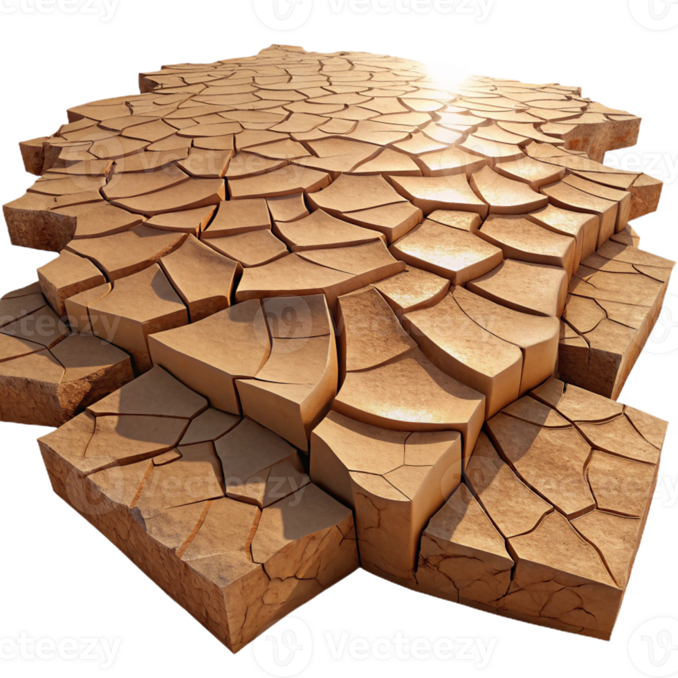 serene creative A cracked desert floor, harsh midday sun, photorealistic style authentic png
