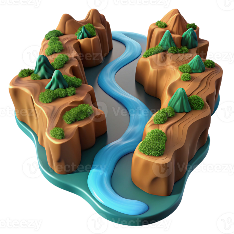 vibrant vintage A winding river through a canyon, aerial view, dramatic lighting 4K png