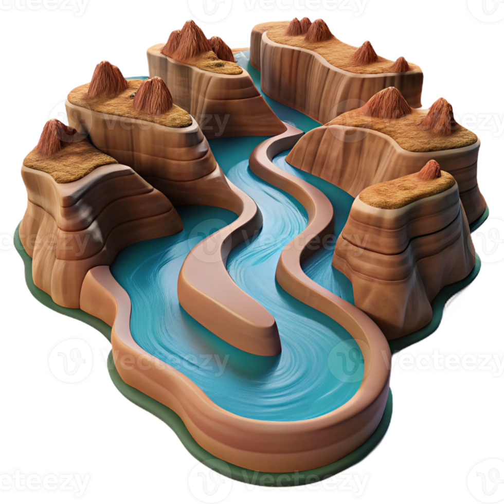 elegant classic A winding river through a canyon, aerial view, dramatic lighting genuine png
