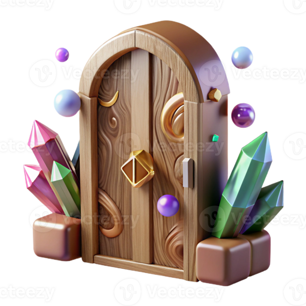 stunning creative Whispering Walls Door with Wooden Panels Transparent Background authentic png