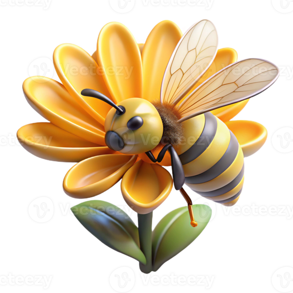dramatic abstract A bee collecting pollen from a flower, macro photography, natural lighting detailed png