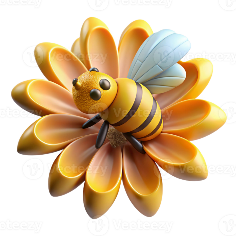 beautiful traditional A bee collecting pollen from a flower, macro photography, natural lighting authentic png