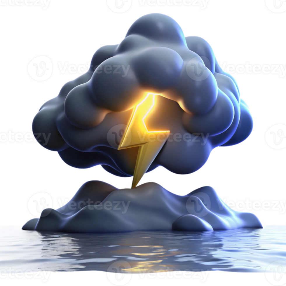 beautiful minimalist A lightning strike over a dark ocean, dramatic lighting, powerful style authentic png