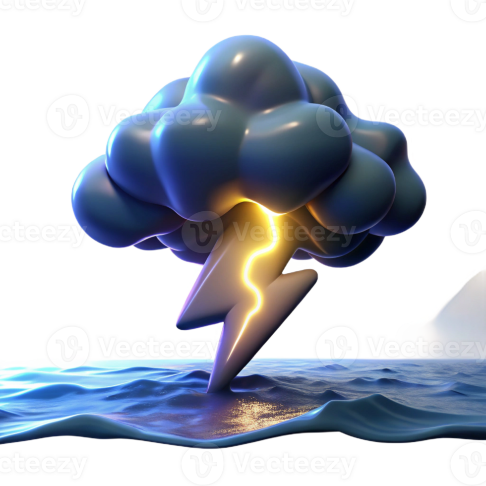 extraordinary artistic A lightning strike over a dark ocean, dramatic lighting, powerful style original png