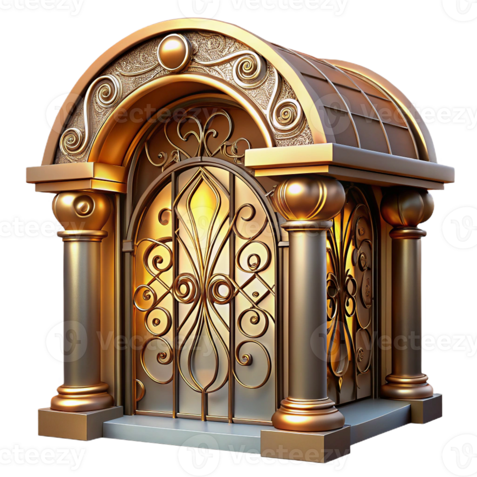 wonderful creative Art Nouveau metro station entrance, swirling floral patterns, wrought iron details, warm golden light, vintage style high quality png