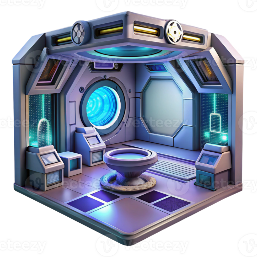 stunning modern Space station interior, futuristic technology and glowing panels, zero gravity environment, sci-fi style genuine png