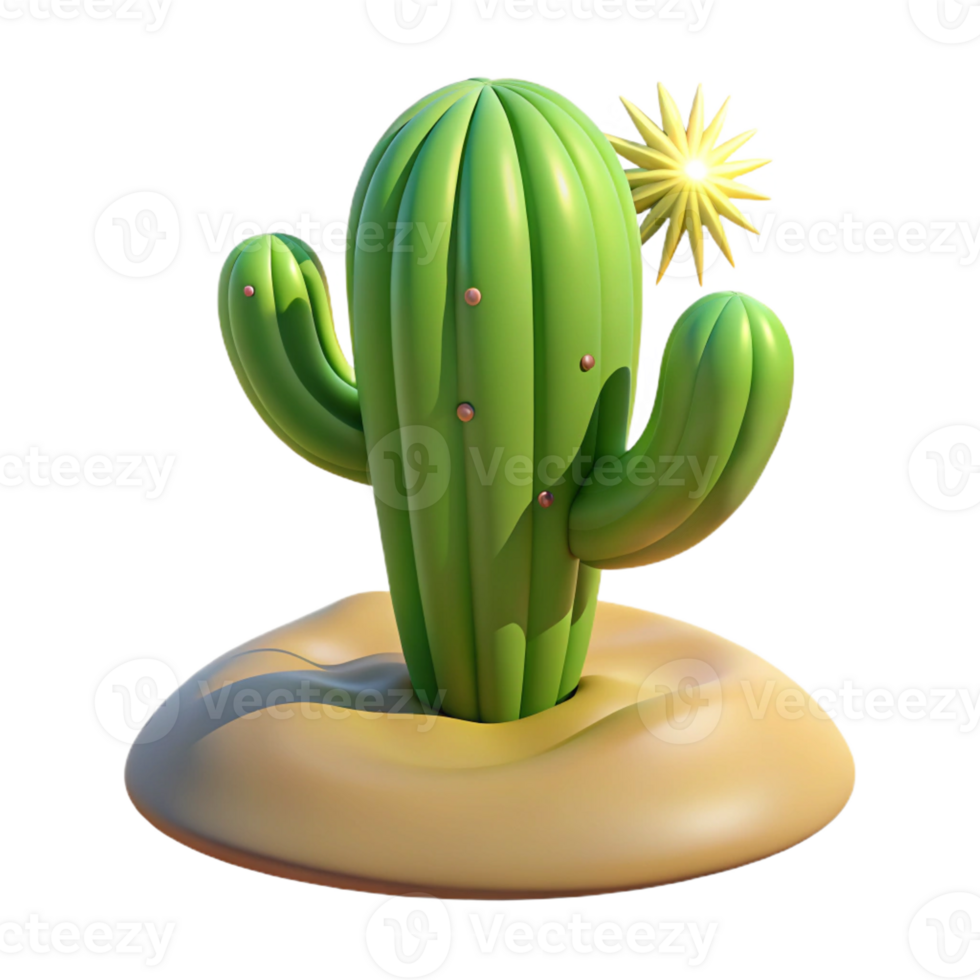 extraordinary minimalist A cactus in the desert, harsh sunlight, realistic style genuine png