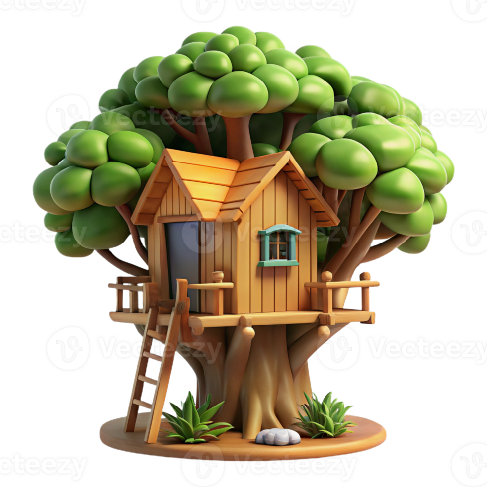 vibrant traditional Treehouse built into a giant redwood, rustic wooden construction, dappled sunlight filtering through the leaves, whimsical style exclusive png