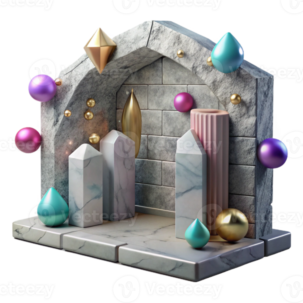 magnificent traditional Whispering Walls Section with Weathered Appearance Isolated premium png