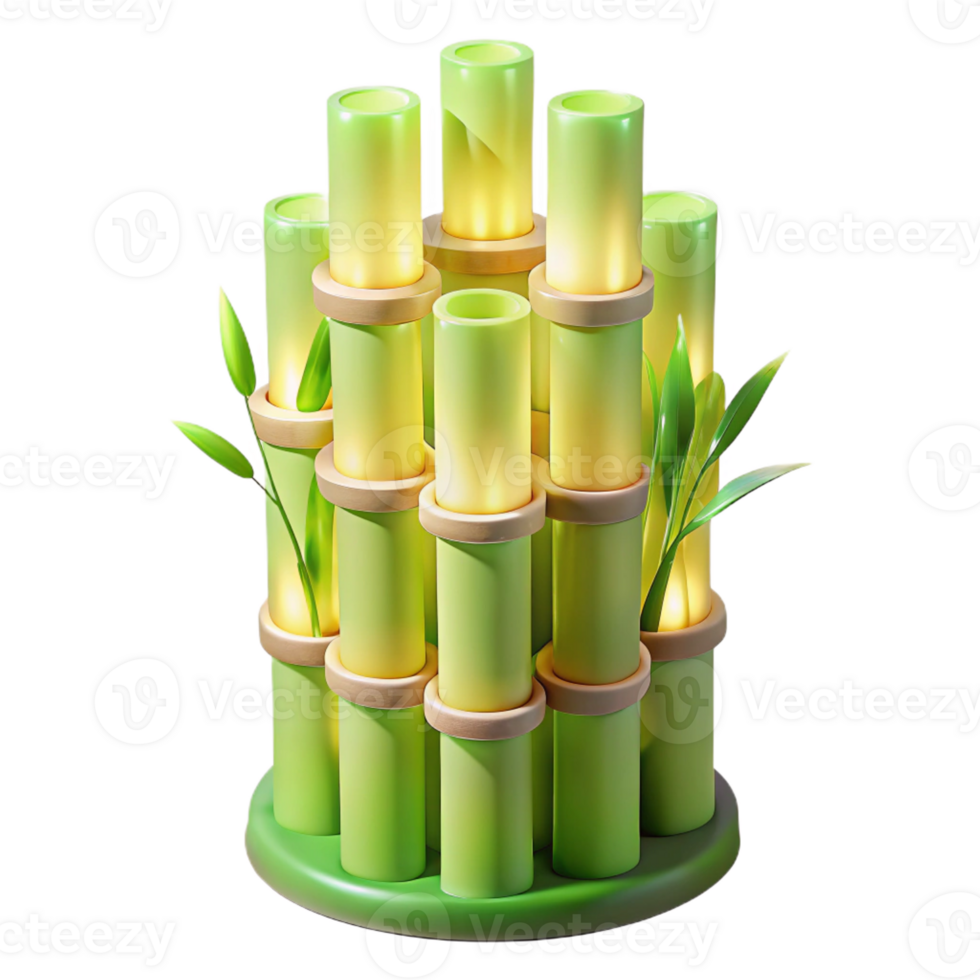 extraordinary artistic Bamboo skyscraper, sustainable and organic design, soft green light filtering through the bamboo stalks high resolution png