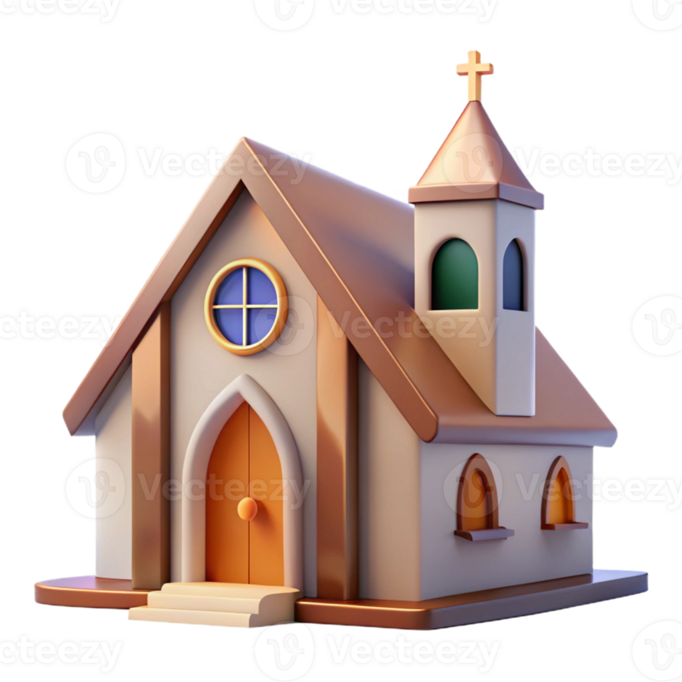 elegant artistic Modernist church, simple geometric forms and stained glass windows, soft natural light, spiritual atmosphere high resolution png