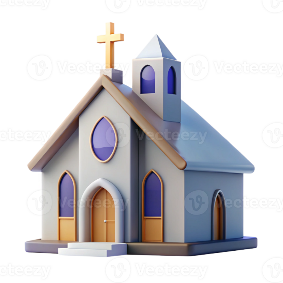 dramatic vintage Modernist church, simple geometric forms and stained glass windows, soft natural light, spiritual atmosphere high quality png