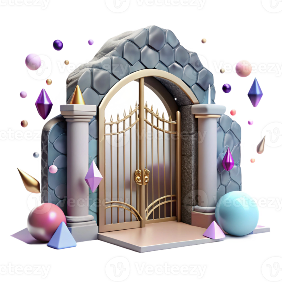 elegant rustic Whispering Walls with Metal Gate Cutout png
