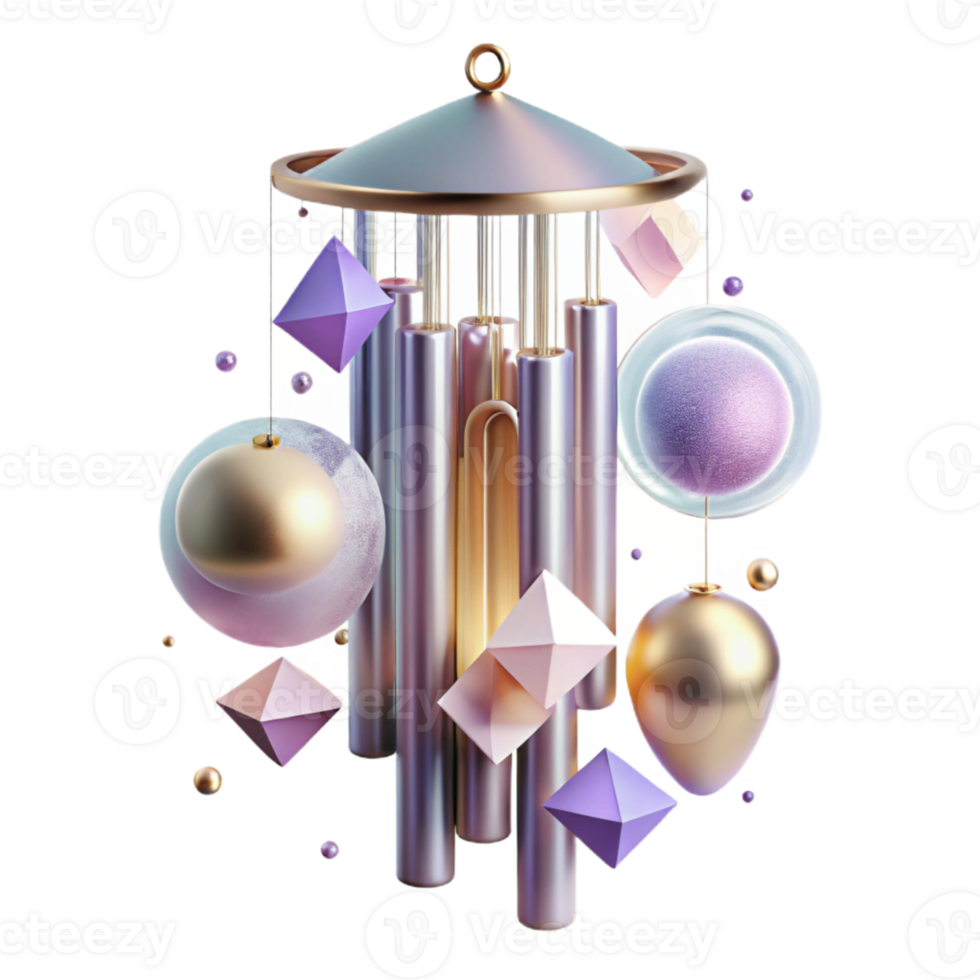 beautiful creative Whispering Wind Chimes Cutout on Transparent Background high quality png