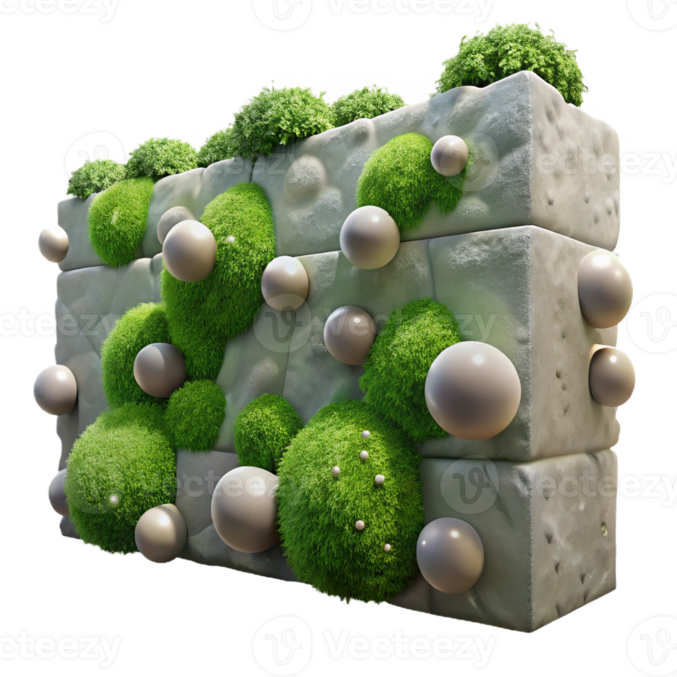 serene modern Whispering Walls with Mossy Texture Isolated genuine png