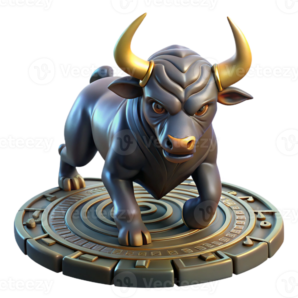 dramatic modern A fearsome minotaur with horns of polished bronze, charging through a labyrinth. Dark, dramatic lighting. Baroque style genuine png
